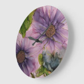 Rosa und lila Alkoholfarbe Blume Große Wanduhr (Winkel)