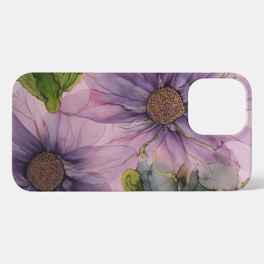 Rosa und lila Alkoholfarbe Blume iPhone Hülle (Rückseite (Horizontal))