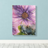 Rosa und lila Alkoholfarbe Blume Leinwanddruck (Insitu (Holzboden))