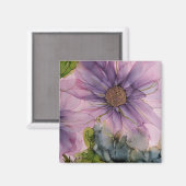Rosa und lila Alkoholfarbe Blume Magnet (Vorderseite/Rückseite)