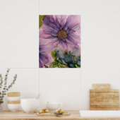 Rosa und lila Alkoholfarbe Blume Poster (Küche)