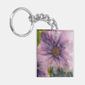Rosa und lila Alkoholfarbe Blume Schlüsselanhänger (Vorderseite links)