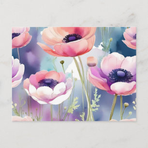 Rosa und Lila Anemone Postkarte