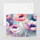 Rosa und Lila Anemone Postkarte (Vorne/Hinten)