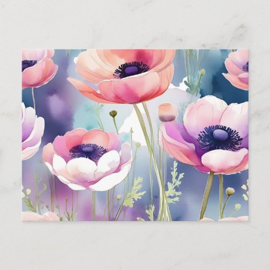 Rosa und Lila Anemone Postkarte (Vorderseite)
