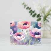 Rosa und Lila Anemone Postkarte (Stehend Vorderseite)