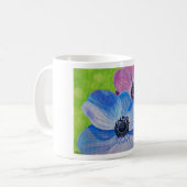 Rosa und Lila Anemonenmalerei Kaffeetasse (Vorderseite Links)