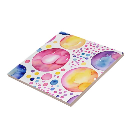 Rosa und Lila Aquarellblasen Fliese (Seite)