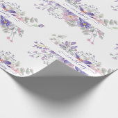 Rosa und lila Aquarellblume personalisierte Wände Geschenkpapier (Ecke)