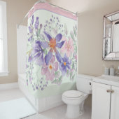 Rosa und lila Aquarellblumen Duschvorhang (Beispiel)
