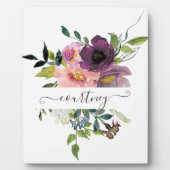 Rosa und lila Aquarellblumen personalisiert Fotoplatte (Vorderseite)