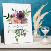 Rosa und lila Aquarellblumen personalisiert Fotoplatte (Seite)