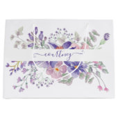 Rosa und lila Aquarellblumen personalisiert Große Geschenktüte (Vorderseite)