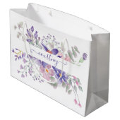 Rosa und lila Aquarellblumen personalisiert Große Geschenktüte (Rückseite Schrägansicht)