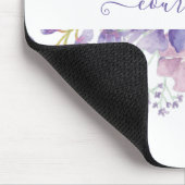 Rosa und lila Aquarellblumen personalisiert Mousepad (Ecke)