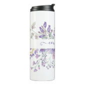 Rosa und lila Aquarellblumen personalisiert Thermosbecher (Nach links gedreht)