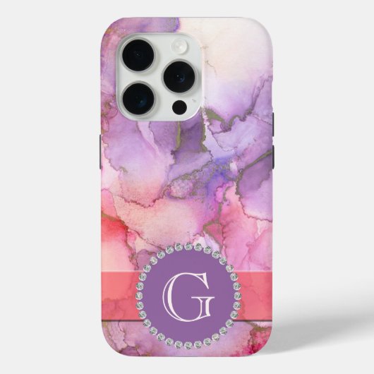 Rosa und Lila Aquarellfarben, Abstrakt und Monogra Case-Mate iPhone Hülle (Rückseite)