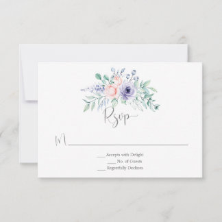 Rosa und Lila Aquarellfarben Rose RSVP Karte