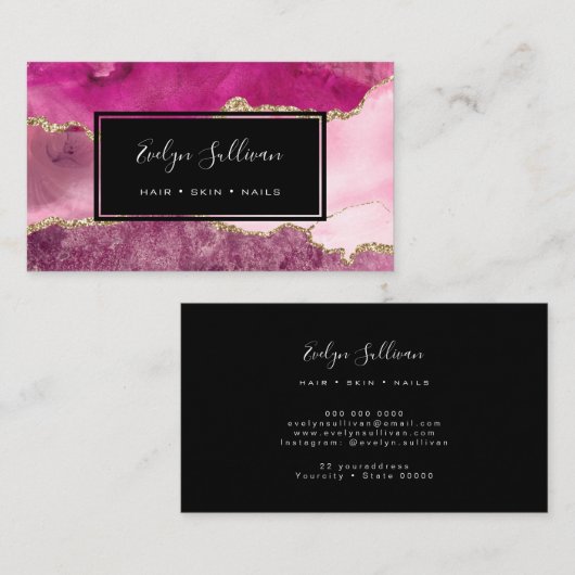 rosa und lila Aquarellfärbung Visitenkarte (Vorne/Hinten)
