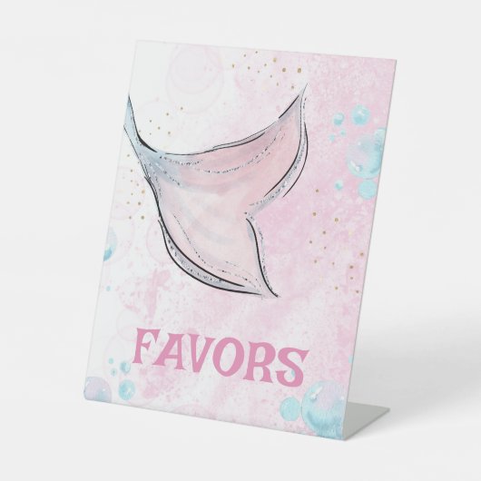 Rosa und lila Aquarellmaid-Schwanz-Gefälligkeiten Sockelschild (Vorderseite)