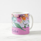 Rosa und lila Aquarelltüten, individuell anpassbar Kaffeetasse (VorderseiteRechts)