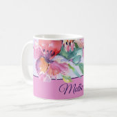 Rosa und lila Aquarelltüten, individuell anpassbar Kaffeetasse (Vorderseite Links)