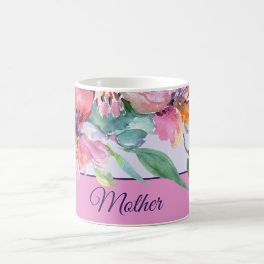 Rosa und lila Aquarelltüten, individuell anpassbar Kaffeetasse (Mittel)
