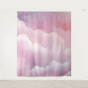 Rosa und Lila Aquarellwolken Tapisserie Wandteppich