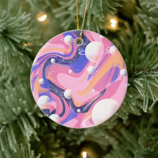 Rosa und Lila Außenraum Abstrakt drehen Keramik Ornament (Baum)