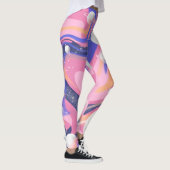Rosa und Lila Außenraum Abstrakt drehen Leggings (Rechts)