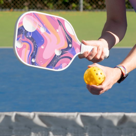 Rosa und Lila Außenraum Abstrakt drehen Pickleball Schläger (InSitu)