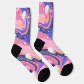Rosa und Lila Außenraum Abstrakt drehen Socken (Rechts)