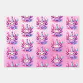 Rosa und Lila Axolotl Girl's Birthday Party Geschenkpapier Set (Vorderseite 2)