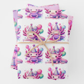 Rosa und Lila Axolotl Girl's Birthday Party Geschenkpapier Set (Beispiel)