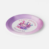 Rosa und Lila Axolotl Girl's Birthday Party Pappteller (Schrägansicht)