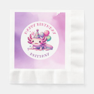 Rosa und Lila Axolotl Girl's Birthday Party Serviette