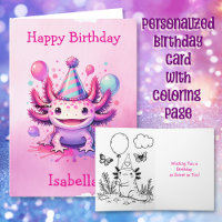 Rosa und Lila Axolotl Personalisierter Geburtstag