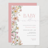 Rosa und Lila Baby in Blütendusche Einladung (Vorne/Hinten)