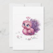 Rosa und Lila Baby Peacock Baby Dusche Einladung (Rückseite)