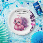 Rosa und Lila Baby Peacock Baby Dusche Pappteller (Party)