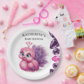 Rosa und Lila Baby Peacock Baby Dusche Pappteller (Party)