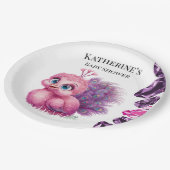 Rosa und Lila Baby Peacock Baby Dusche Pappteller (Schrägansicht)