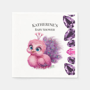 Rosa und Lila Baby Peacock Baby Dusche Serviette