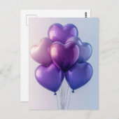 Rosa und Lila Balloons Valentinas Gruß Postkarte (Vorne/Hinten)