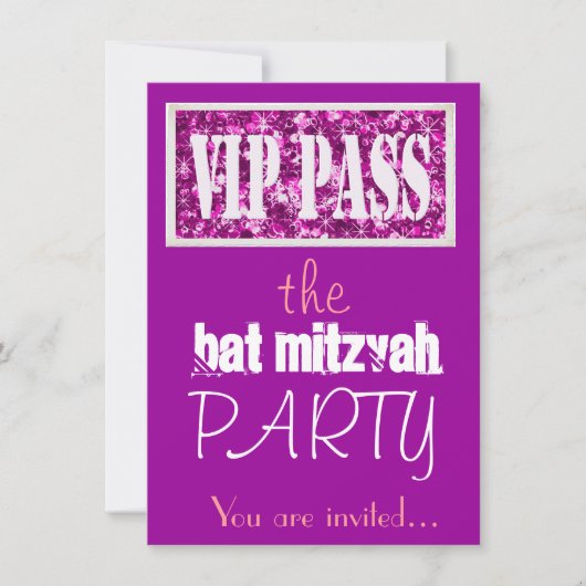 Rosa und lila Bat Mitzvah VIP-Party Einladung (Vorderseite)