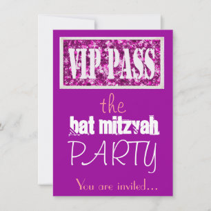 Rosa und lila Bat Mitzvah VIP-Party Einladung