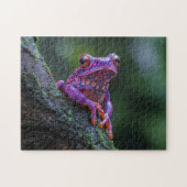 Rosa und Lila Baum Frosch Kunst Puzzle (Horizontal)