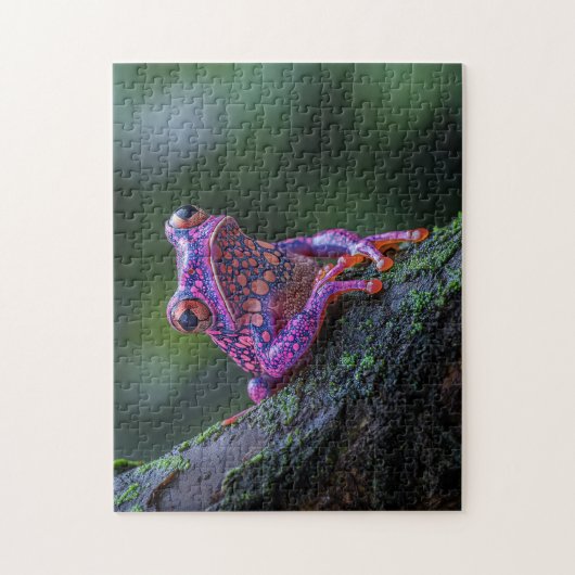 Rosa und Lila Baum Frosch Kunst Puzzle (Vertikal)