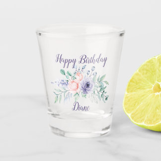 Rosa und Lila Besondere Anlass mit Blumen Schnapsglas