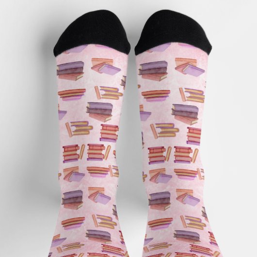 Rosa und Lila Bibliothek mit Buchmustern Socken (Oben)